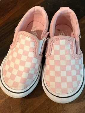 Vans toddler pink and white checkered